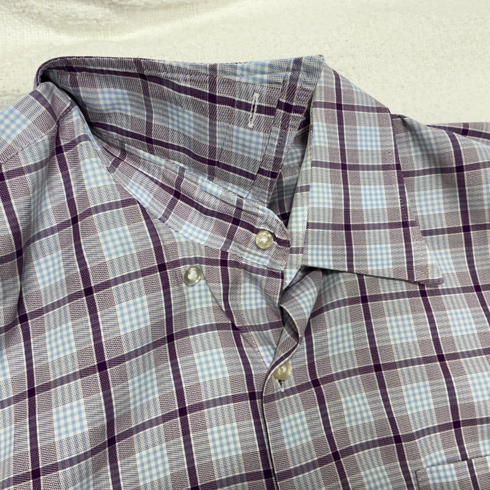 Peter Millar Mens XL Plaid Button Down Long Sleeve Shirt Blue Purple Casual - Picture 4 of 8